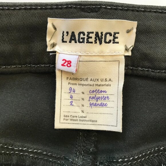 L'Agence Margot Coated High Rise Ankle Skinny Jeans Womens 28 Army Green Stretch - Picture 8 of 13